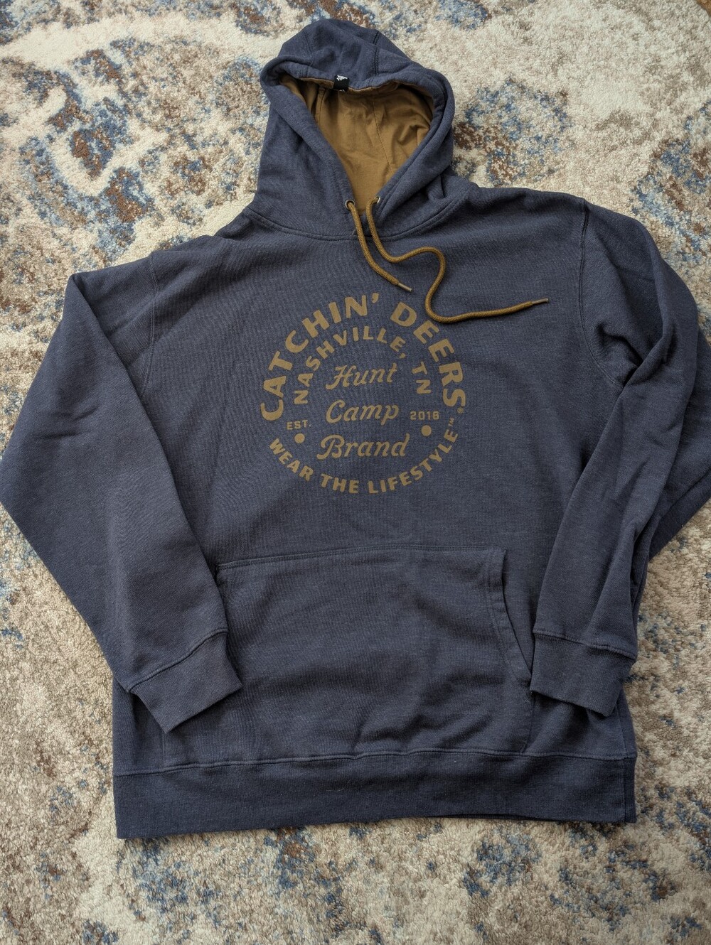 Catchin Deers Hoodie Sweatshirt Kangaroo Pouch Mens Size XL